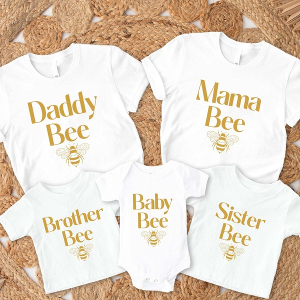 Family Matching Bee Shirt, Baby Mama Daddy Sister Bee Tee, Bee Theme Birthday T-shirt, Girls First Birthday T-Shirts, Happy Bee Day Outfit