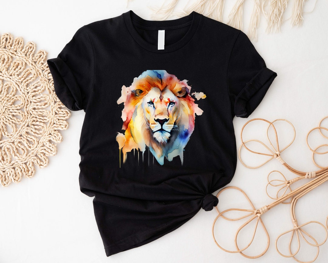 Artistic Lion Shirt, Watercolor Animal Tshirt, Lion Face T-shirt ...