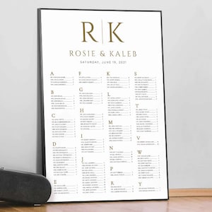 Printed & Framed Wedding Seating Chart | Personalized Guest List and Table Poster | Custom Seating Chart Sign | Wedding Decorations Signage