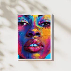 Colorful Portrait of Beautiful Black Woman | Digital Wall Art | Beautiful African Portrait | Digital Download