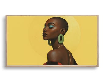 Black Woman Portrait Art for Samsung Frame TV: Elegant African Queen (Digital Download)