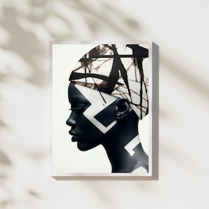 Black and White Beautiful African Art | Digital Wall Art | Beautiful African Portrait | Digital Download