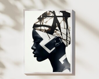Black and White African Woman Portrait Art (Digital Download)
