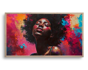 Afrocentric Woman Portrait: Colorful Expressionist Art (Digital Download)