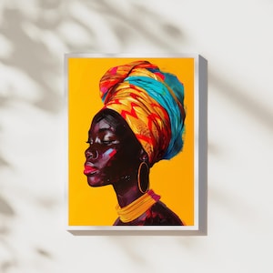 Colorful Beautiful African Queen Art | Digital Wall Art | Beautiful African Portrait | Digital Download