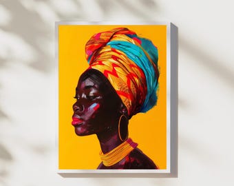 Colorful African Queen Portrait Art Print (Digital Download)