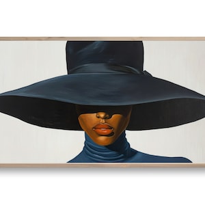 Samsung Frame TV Art | Black Woman With Hat African Art | DIGITAL Download Painting | Portrait