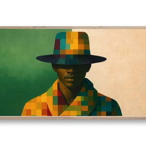 Samsung Frame TV Art | Color Block African Portrait | Black Man Digital Wall Art Download