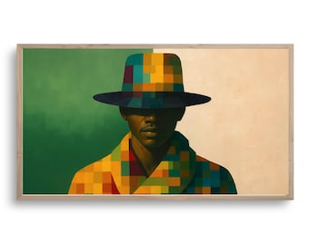 Samsung Frame TV Art | Color Block African Portrait | Black Man Digital Wall Art Download