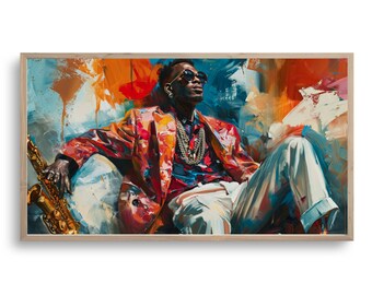 Samsung Frame TV Art | Colorful Splash of Jazz African Art | DIGITAL Download Painting | Portrait