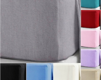 Extra Deep Flannelette Fitted Sheets 100% Brushed Cotton 16” 40cm Deep Box Luxury Soft and Cosy Plain Fitted Bedding Sheets  Pocket All Size