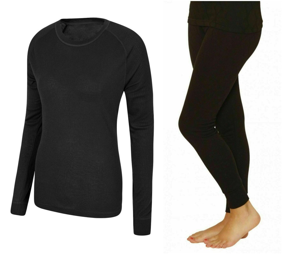 Ladies Black Thermal Underwear Top Long Sleeve Shirt Tshirt Etsy UK