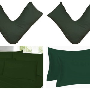 Dark Emerald Green Pillowcases - Housewife / Oxford / V Shaped Pillowcases Cover Plain Polycotton Percale Pregnancy Orthopaedic Back Support