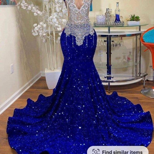 Royal Blue Wedding Dress Etsy