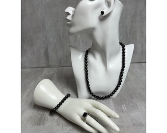 Sterling Silver Fresh Water Black Pearls Necklace Bracelet Earrings Ring