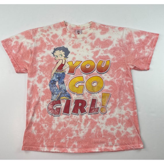 Vintage Betty Boop Shirt You Go Girl Tie Dye Pink… - image 1