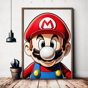 Super Mario Contemporary Wall Art Set of 3 Printable Downloadable Unique wall art super mario