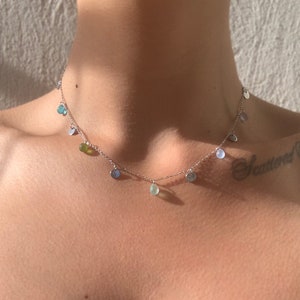 Gradient Boho Sea Glass Necklace | Aqua Blue Minimalist Jewelry | Greek Handmade Beach Jewelry | Uncommon Charm Sea glass Summer Necklace
