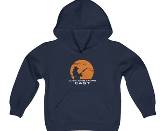 Just One More Cast Kids Fishing Sweatshirt Hoodie, Youth Hooded Sweatshirt