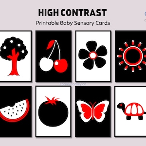 Red Learning Card Printable Red Black White Flashcard for Newborn Baby,high Contrast ...