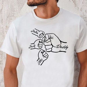Custom Fist Bump Dad Shirt, Dad Shirt With Kids Names, Father&#39;s Day Gift, New Dad Shirt, New Dad Gift, Personalized Grandpa Shirt