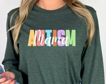 Autism Mama Long Sleeve, Pastel Autism Mom Tee, Autism Awareness, Gift for Autism Mama, Autism Month shirt