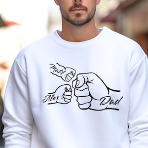 Custom Fist Bump Dad Sweatshirt, Dad Shirt With Kids Names, Father's Day Gift, New Dad Sweatshirt, New Dad Gift, Personalized Grandpa Shirt