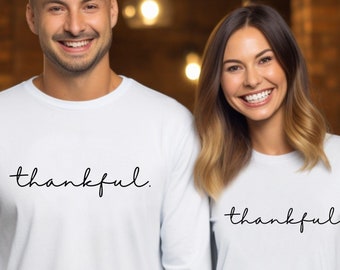 Thankful Long Sleeve Tee, Minimal Thankful Tee, Vintage Thankgiving Shirt, Youth Toddler Thankful Long Sleeve, Thanksgiving Tee