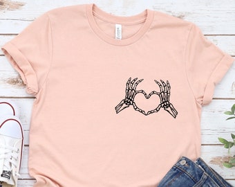 Skeleton Heart Shirt, Heart Shirt,Skeleton Hand Shirt,Skeleton Hand,Graphic Shirt,Funny Halloween Tee, Skeleton Gift Shirt,Heart Gift Tee
