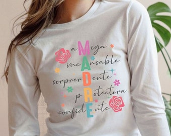 Madre Long Sleeve Tee, Latina Mom Tee, Madre Definition Shirts, Mother's Day Gift, Latina Mama Dia De Las Madres Shirt, Spanish Mother Tee