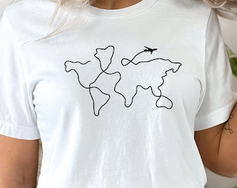 Travel Shirt, Adventure Shirt, World Map Travel Tee, Road Trip, Traveler Gift, Wanderlust Shirt