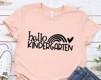Hello Kindergarten Shirt, Kindergarten Rainbow Shirt, Kindergarten Teacher Shirt, Cute Teacher Shirt, Teacher Gift, Kindergarten Shirt