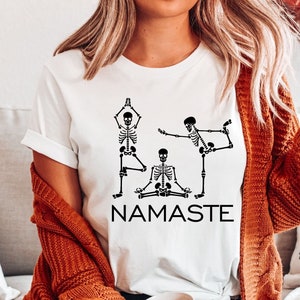 Skeletons Yoga Shirt, Namaste Shirt, Halloween Shirt, Yoga Lover Shirt, Meditation Shirt, Gift For Yogi, Skeleton Shirt, Meditation T-shirt