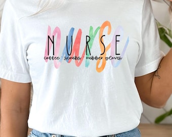 Nurse T-shirt, Coffee Scrubs Rubber Gloves Tee, Nurse Life Shirt, Nurse Definition Shirt, Nursing School Shirt, Nurse Gift