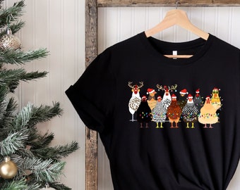 Chicken Christmas Lights Shirt, Farm Animal Christmas T-shirt, Funny Chicken Lover Shirt, Farmer Christmas Tee,Women Chicken Shirt