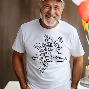Custom Fist Bump Dad Shirt, Dad Shirt With Kids Names, Father&#39;s Day Gift, New Dad Shirt,Grandpa Gift,New Dad Gift Personalized Grandpa Shirt