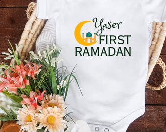 Custom My First Ramadan Bodysuit– Personalized Baby Eid Shirt – Eid Baby Outfit Gift