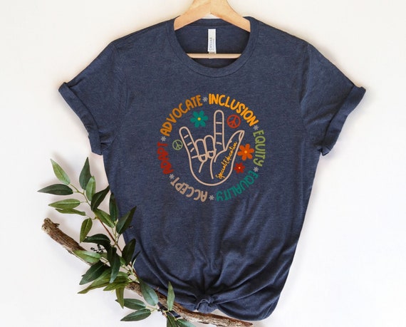 Autism Teacher Shirt, Advocate Inclusion Equity Equality Accept Adapt, Sign Hand, Special Education Shirt, Autism Mom Tee,  Autism Awareness