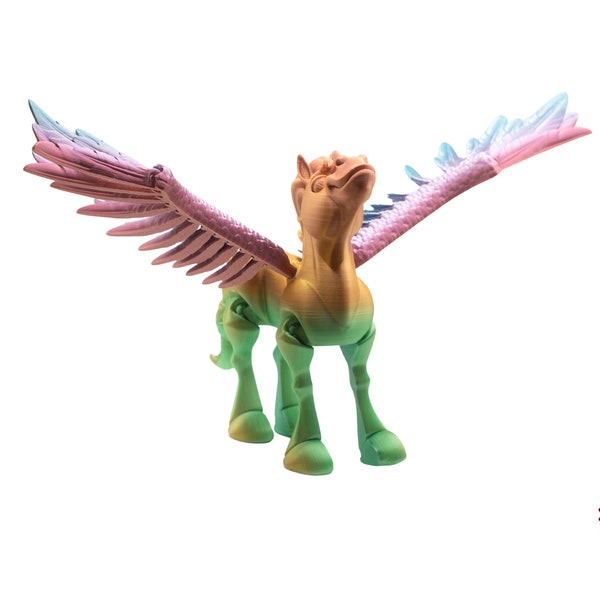 Flying Horse Pegasus Figure * Custom 3D Print Flexi Fidget Desk Toy * Gift for Fantasy Fan