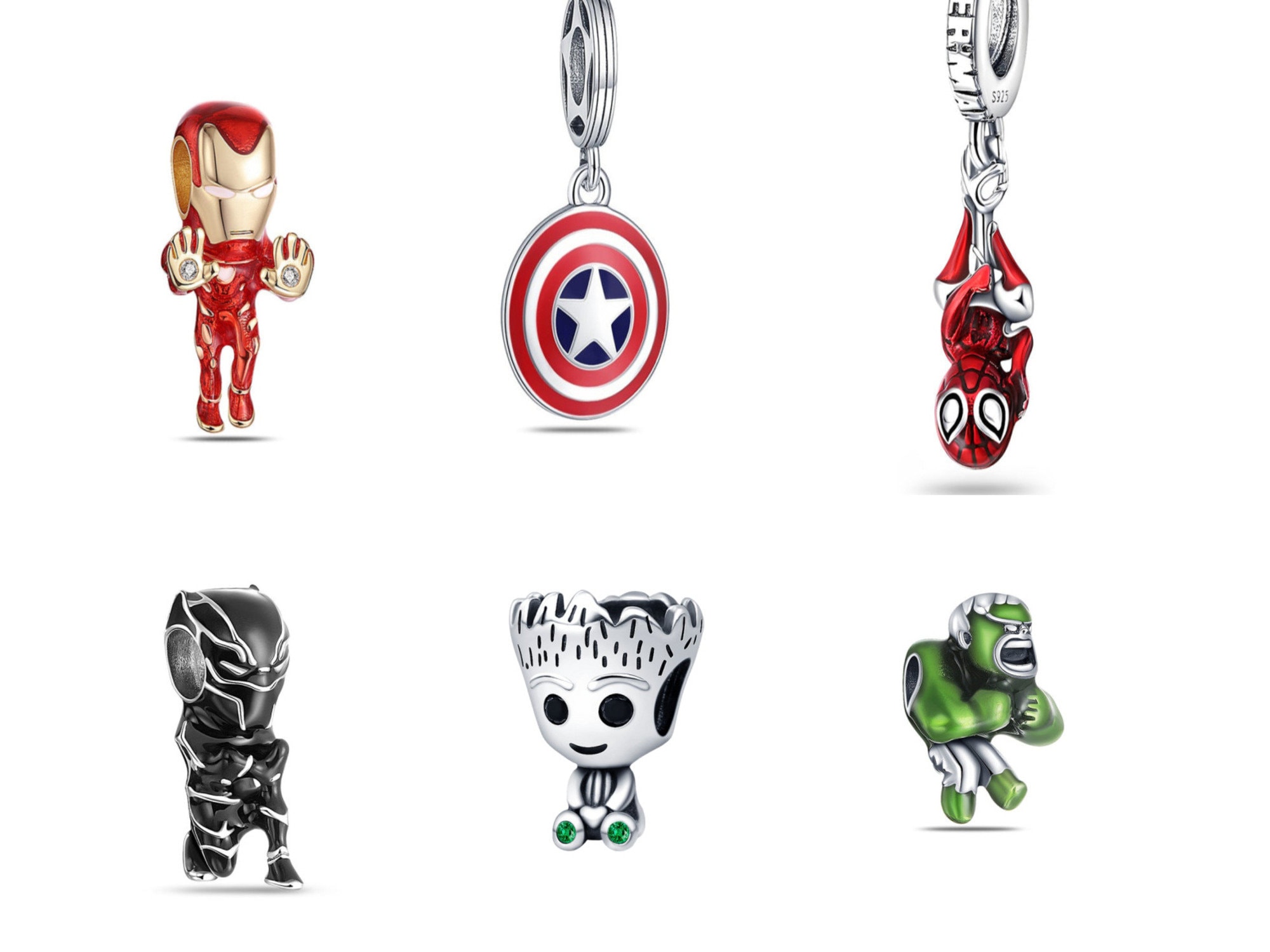 The Avengers Chibi Form Characters 15mm Enamel Charm Bracelet - Polished  Silver Finish Chain Bangle Jewelry with Colorful Beads for Men & Women -  Cool