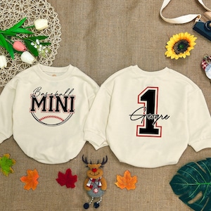 Personalized Baseball Mini Romper Sweater, Custom Name Baseball Baby Outfit, Game Day Vibe, My First Baseball, Newborn, Baby Clothes