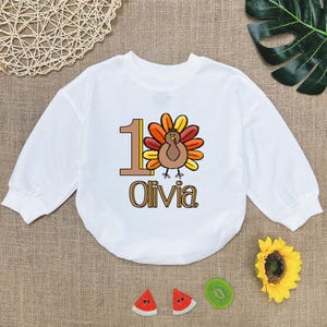 One Little Turkey Baby Romper Sweatshirt, First Thanksgiving Baby Romper, Turkey Day Baby Bodysuit, Little Turkey Romper, Thanksgiving baby
