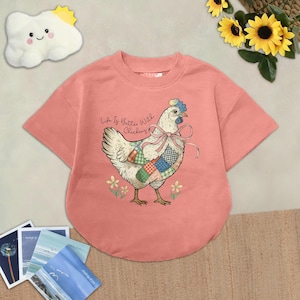Life Better With Chicken Baby Romper, Wildflower Chicken Baby Outfit, Chicken Lover, Chicken Bow Baby Shower, Cute Farm Animal Baby Gift
