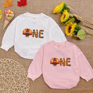 One Little Turkey Baby Romper Sweatshirt, Turkey Day Baby Bodysuit, Little Turkey Romper, Thanksgiving baby, First Thanksgiving Baby Romper