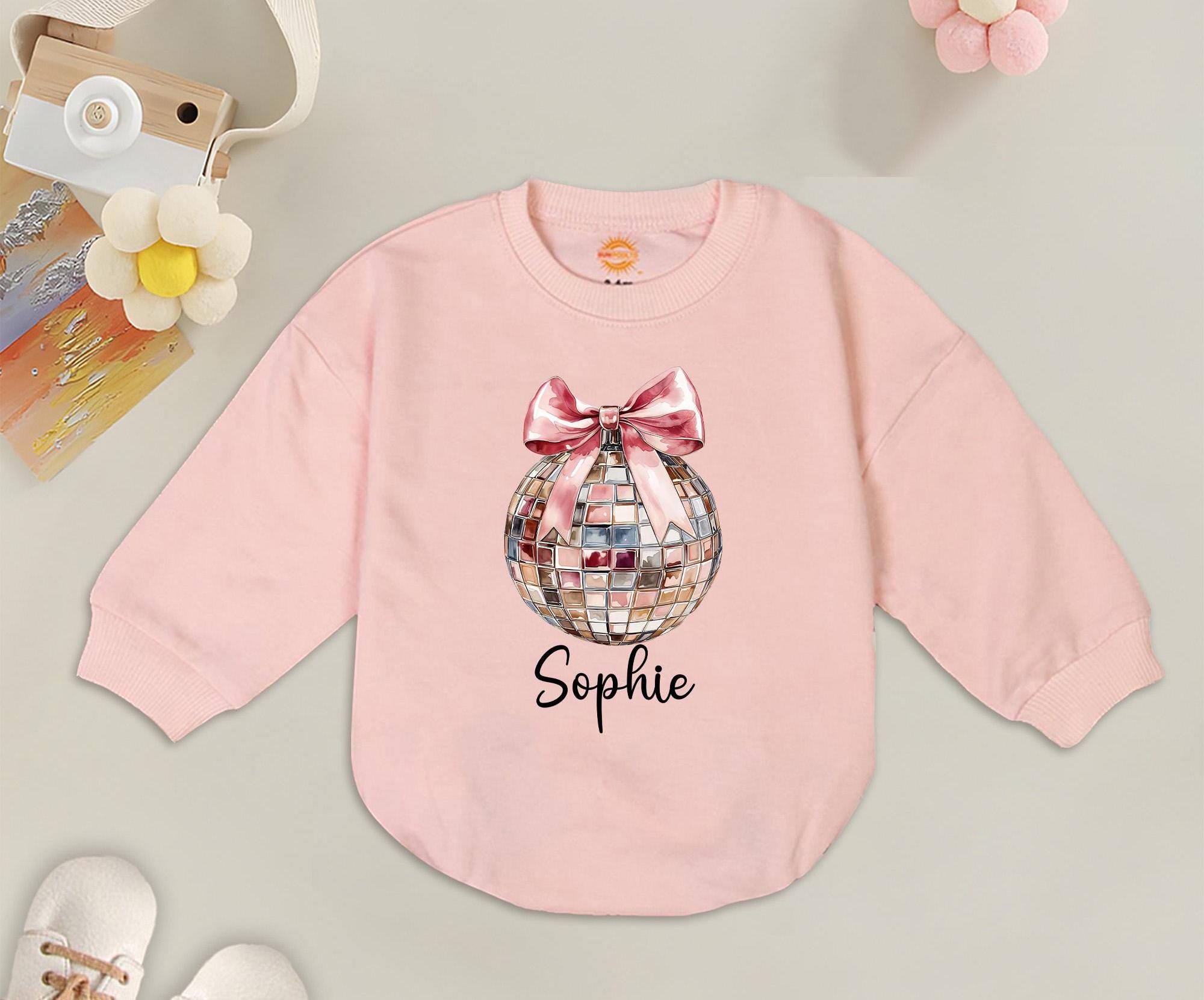 Coquette Disco Ball Baby Romper, Pink Coquette Bow Baby Shower, Watercolor, Disco First Birthday Outfit, Holiday vibes, Baby Girl Clothes