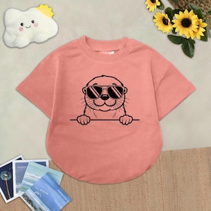 Peeking Otter With Sunglasses Romper, Cute Otter Baby Outfit, Funny Animals With Sunglasses Gift, Adorable Otter Baby Bodysuit, Cute Baby