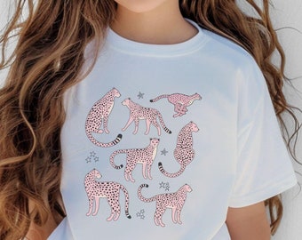 Pink Cheetah Comfort Colors T-Shirt, Oversized Animal Tee