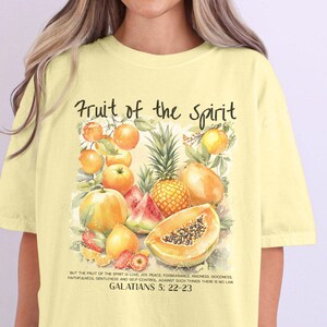 Comfort Colors Fruit of the Spirit Shirt, Retro Christian Tshirts, Bible Verse shirt, women&#39;s faith sweatshirt, Bible shirts for women