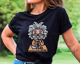 Einstein T-Shirt, Cartoon Scientist Gift for Math Teacher