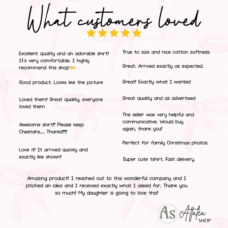 Pode incluir: Gr&aacute;fico creme com o texto "What customers loved" e avalia&ccedil;&otilde;es de clientes. As avalia&ccedil;&otilde;es destacam a qualidade, o conforto e a satisfa&ccedil;&atilde;o com os produtos. O logotipo da loja est&aacute; no canto inferior direito.
